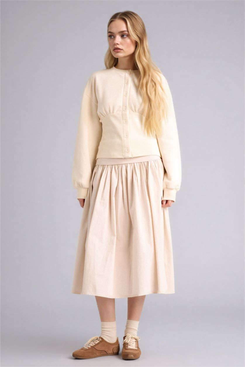 Женщины Бежевый Юбка со средней талией из поплина для женщин