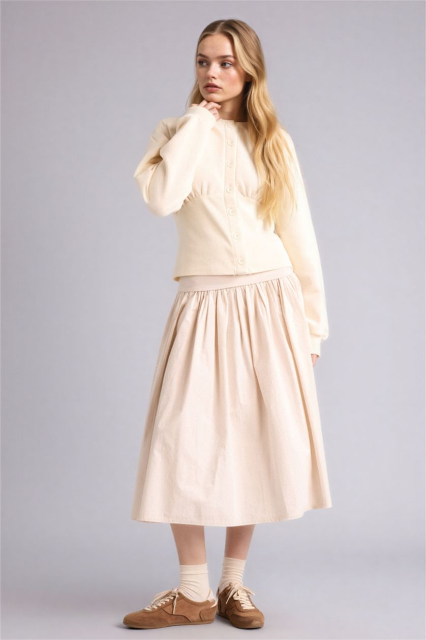 Женщины Бежевый Юбка со средней талией из поплина для женщин