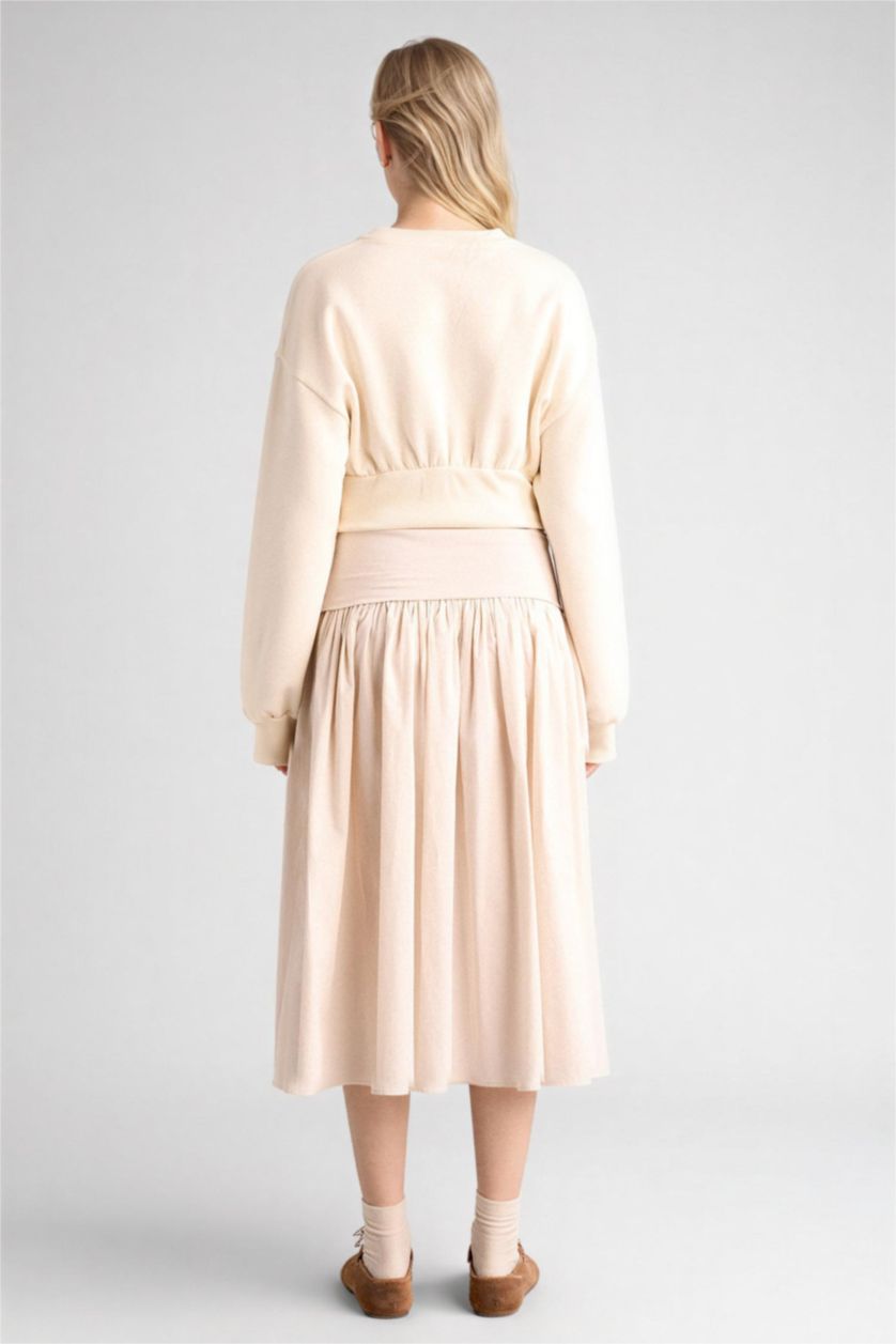 Женщины Бежевый Юбка со средней талией из поплина для женщин