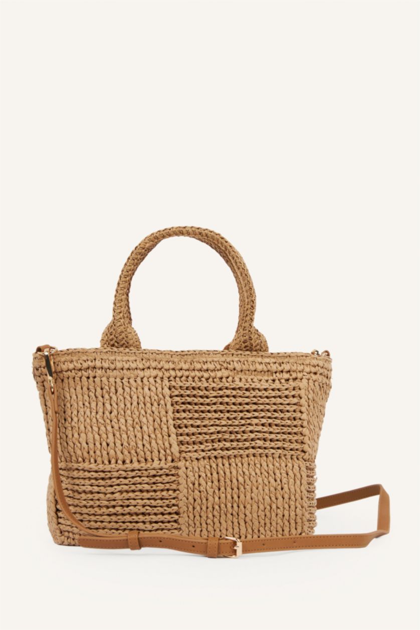 Woman Dark Sand Woman Straw Shoulder bag