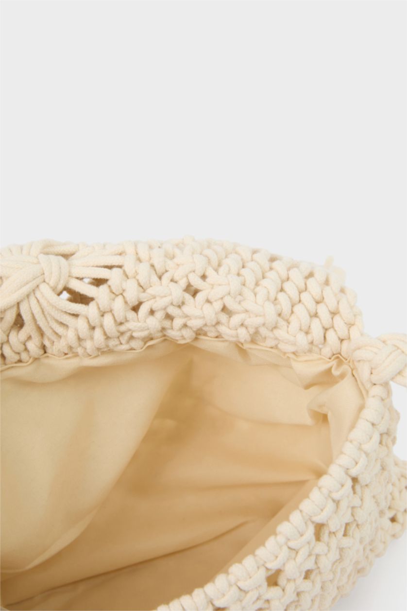 Women Ecru Cotton Crossbody Bag