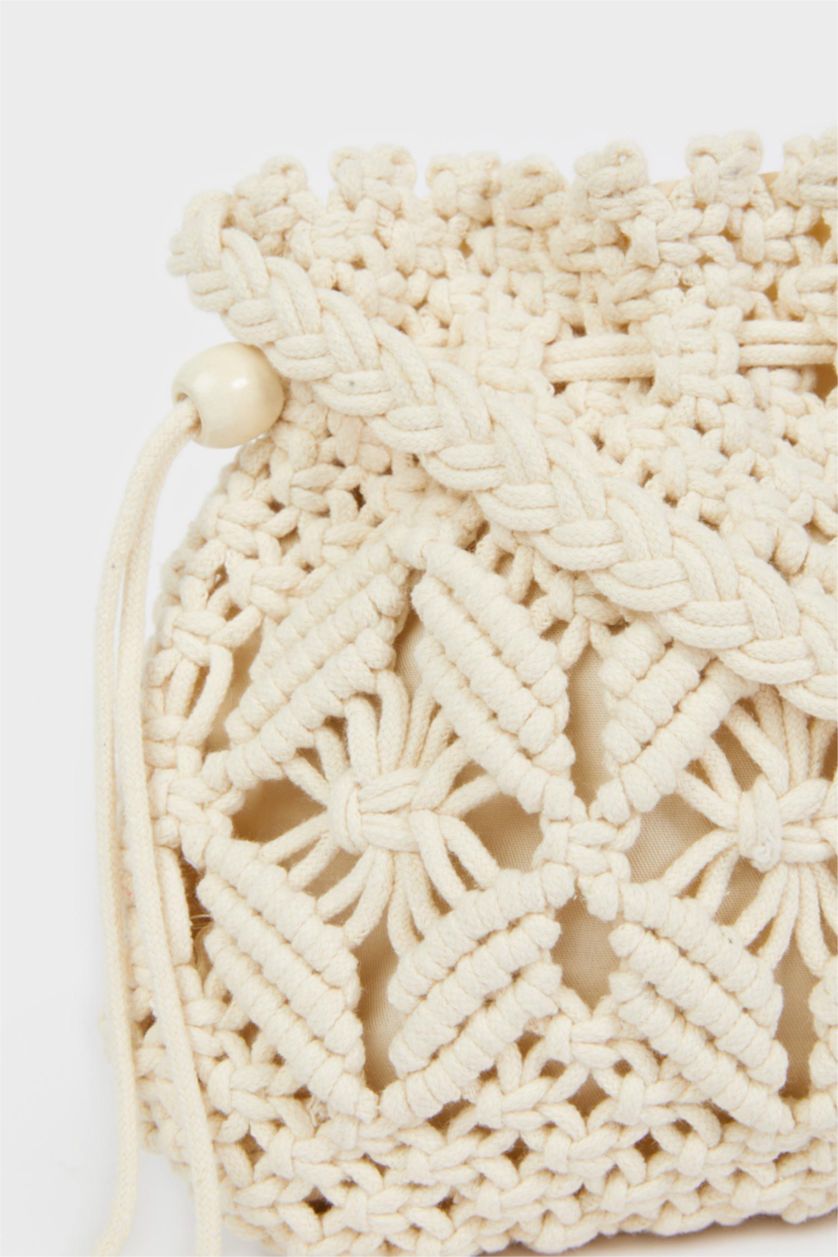 Women Ecru Cotton Crossbody Bag