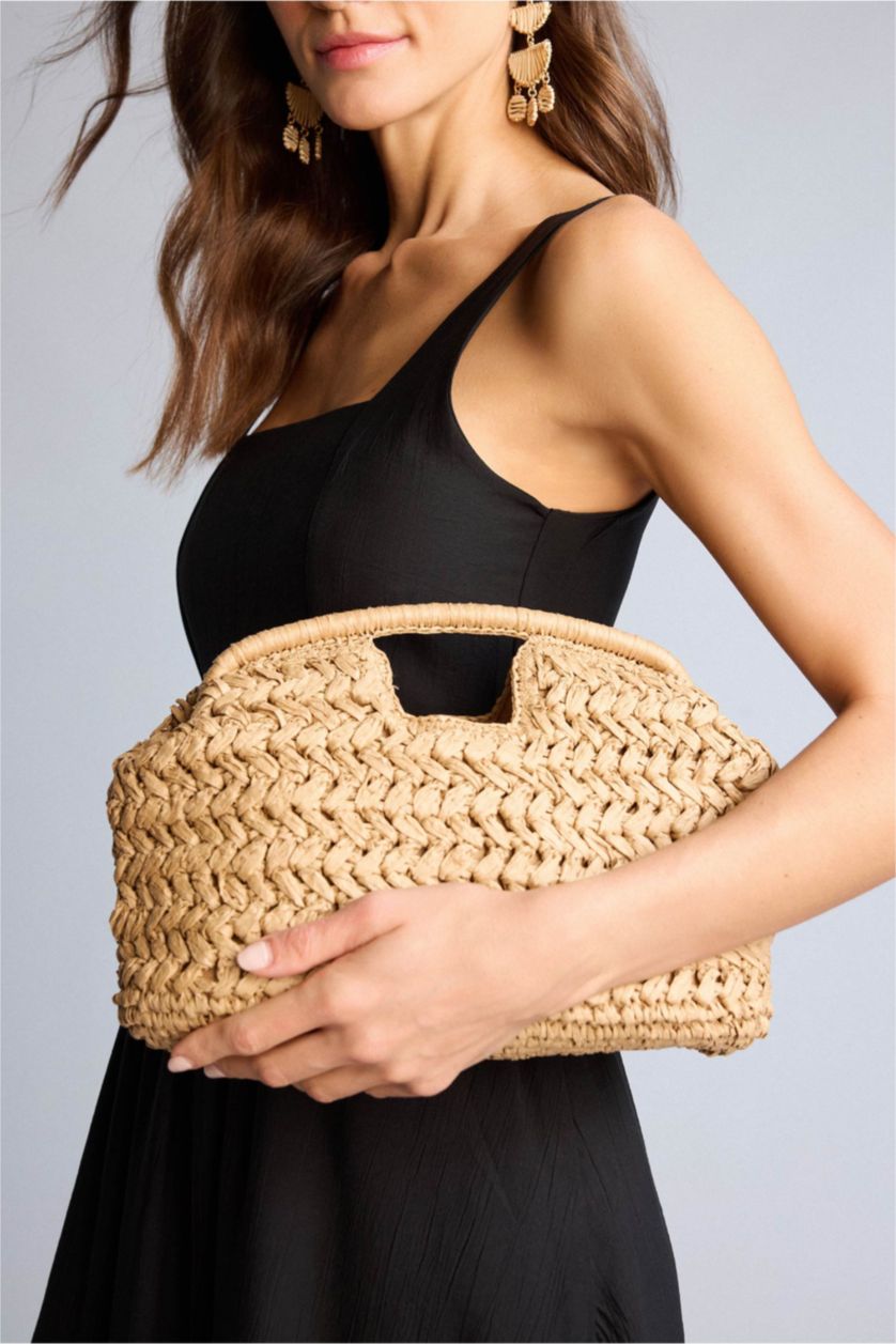 Kadın Koyu Kum Kadın Hasır Omuz Çantası