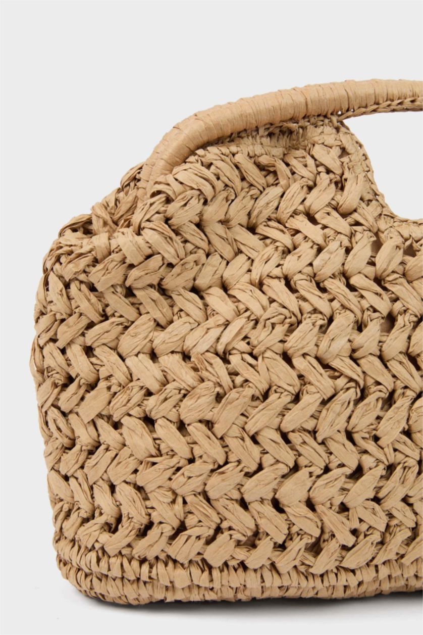 Kadın Koyu Kum Kadın Hasır Omuz Çantası