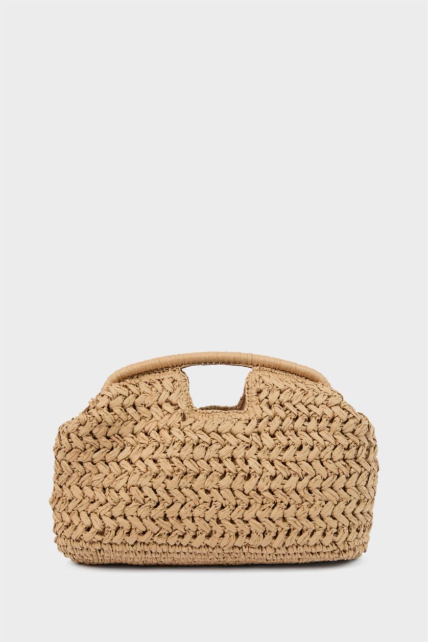 Kadın Koyu Kum Kadın Hasır Omuz Çantası