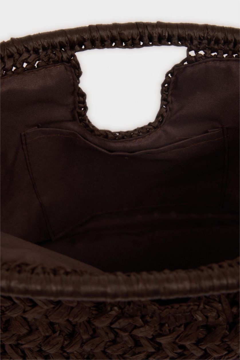 Kadın Koyu Kahve Kadın Hasır Omuz Çantası