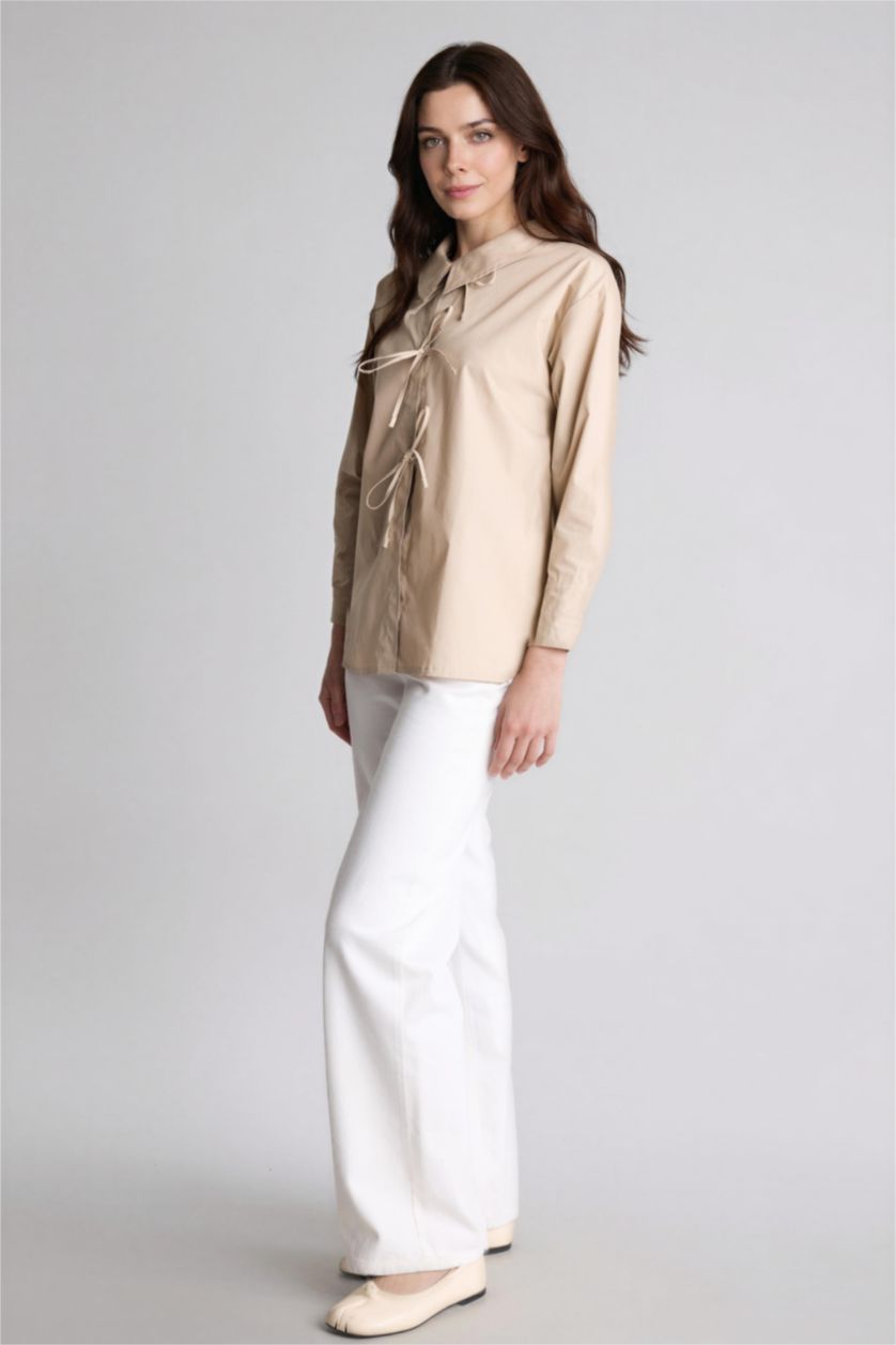 WOMAN Sand Regular Fit Poplin Long Sleeve Tunic