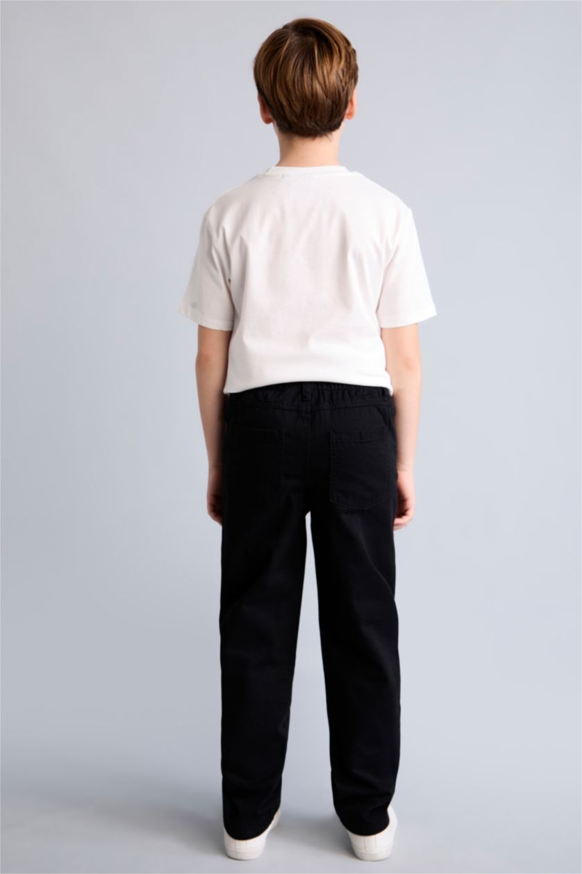 GARÇONS Noir Pantalon en gabardine Coupe régulière pour garçon