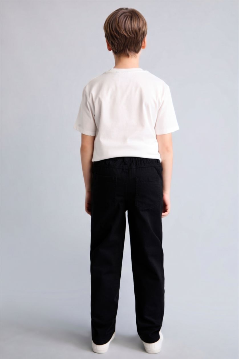 Erkek Çocuk - Genç Erkek Siyah Regular Fit Gabardin Pantolon Erkek Çocuk