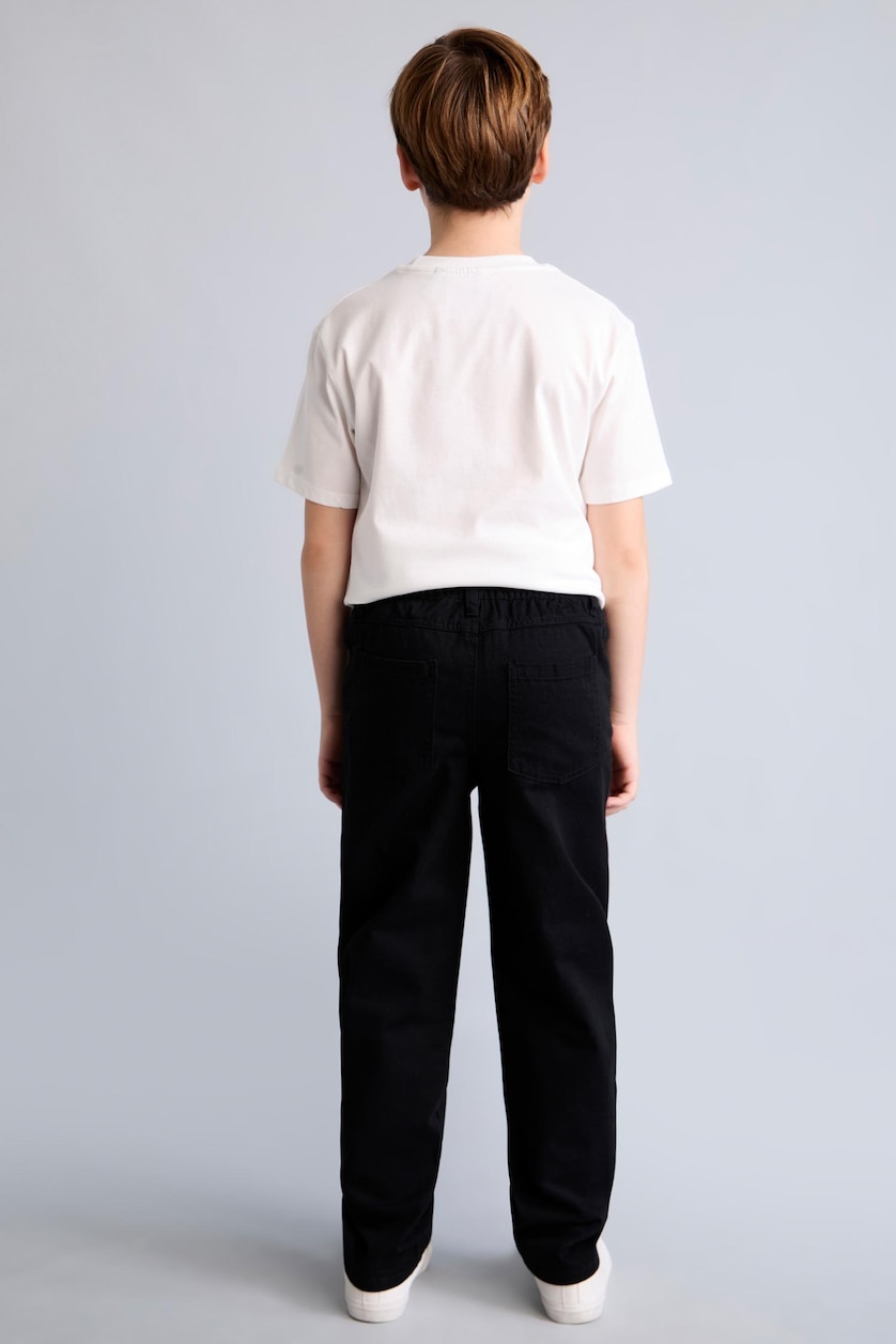 Erkek Çocuk - Genç Erkek Siyah %100 Pamuk Regular Fit Gabardin Pantolon Erkek Çocuk