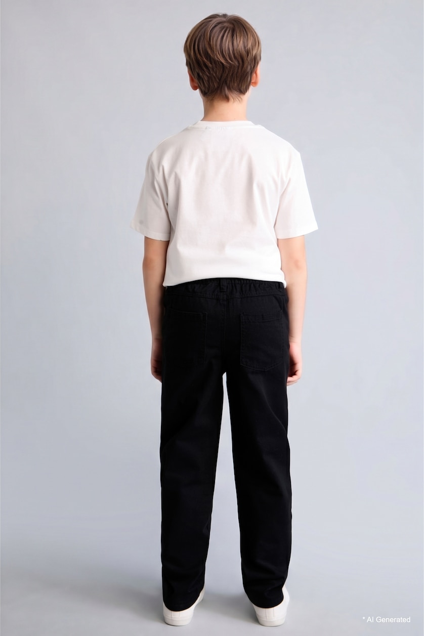 Erkek Çocuk - Genç Erkek Siyah Regular Fit Gabardın Pantolon