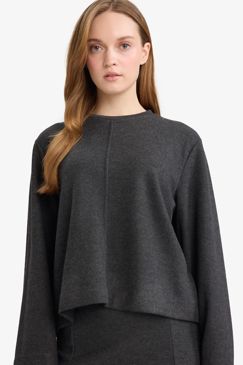 Woman Dark Anthracite Loose Fit Long Sleeve Tunic