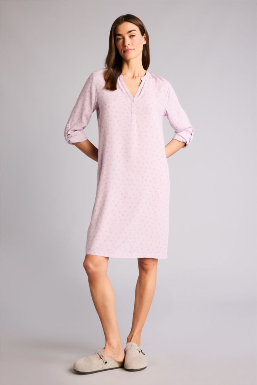 Woman Light Lilac Regular Fit Round Collar Woven Dress