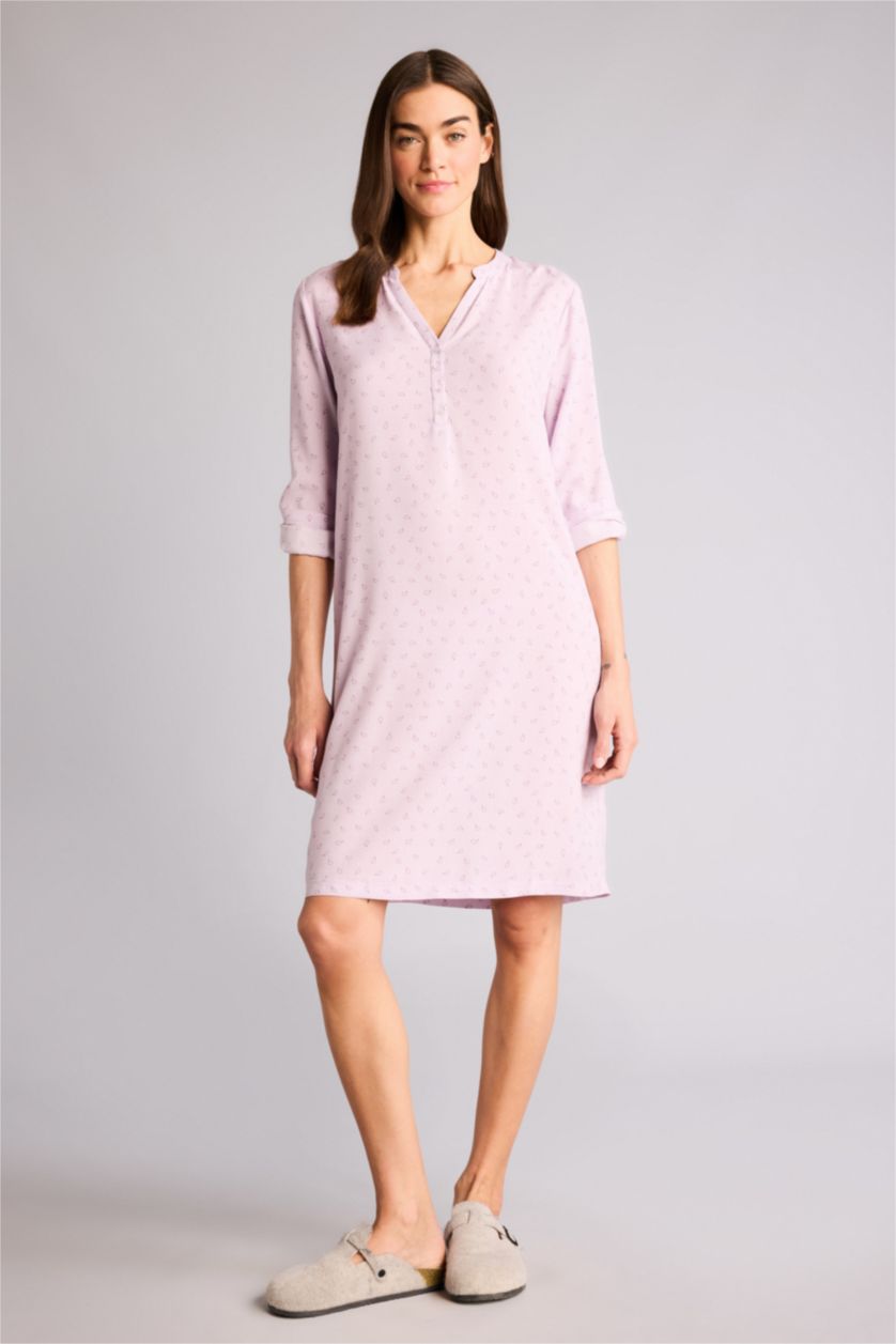 Woman Light Lilac Regular Fit Round Collar Woven Dress