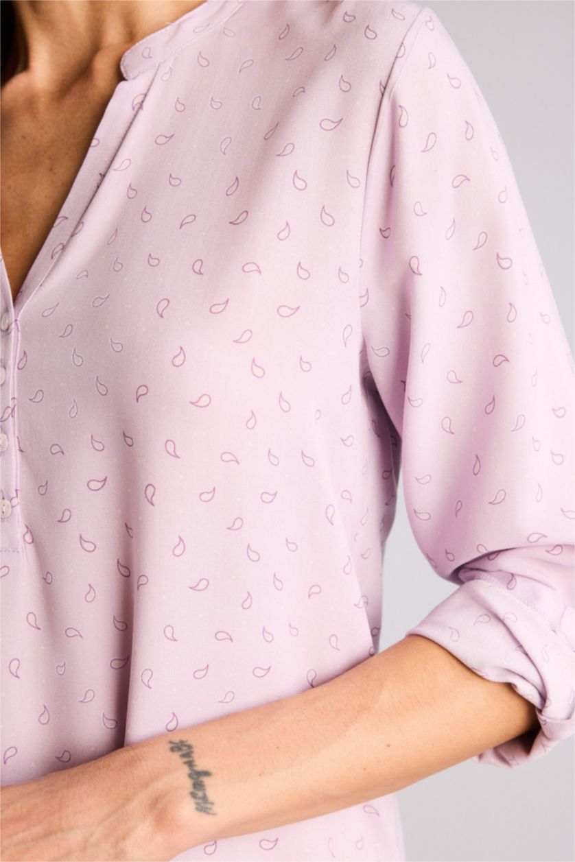 Woman Light Lilac Regular Fit Round Collar Woven Dress