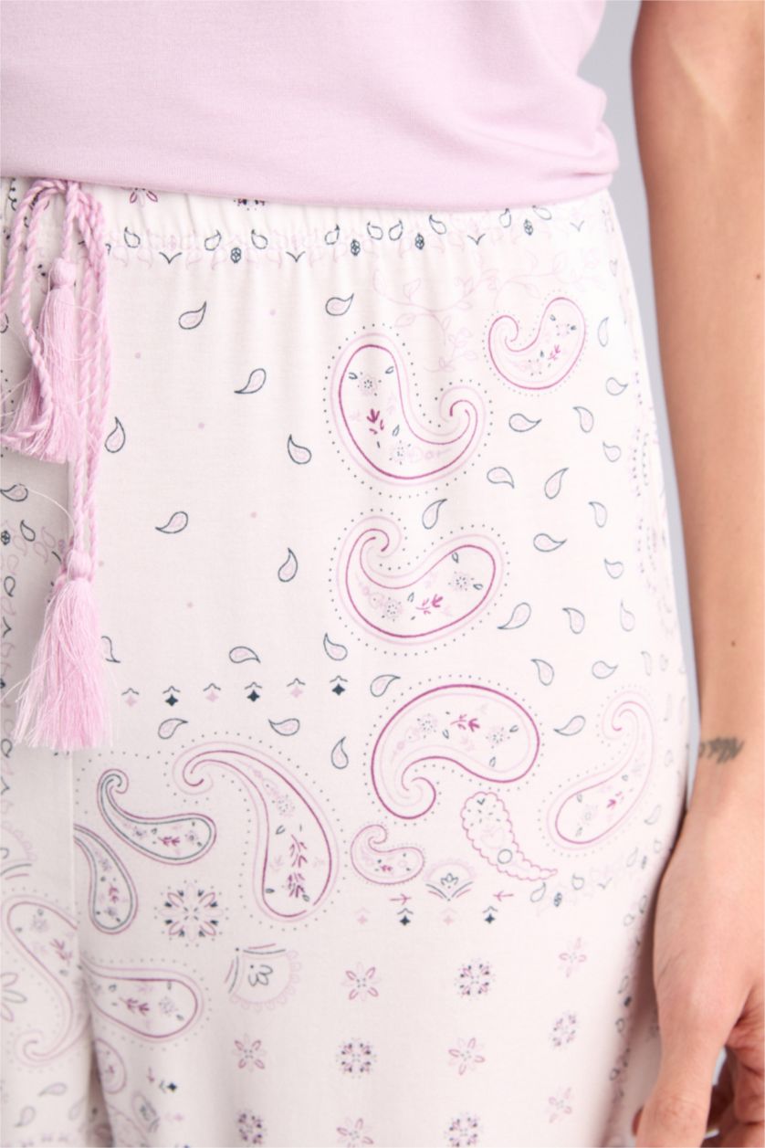 Kadın Açık Lila Regular Fıt Kısa Kollu 2'li Takım