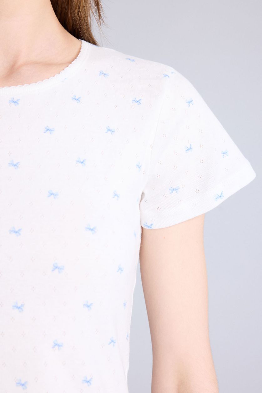 Женщины Бежевый Топ Regular Fit с круглым вырезом и коротким рукавом