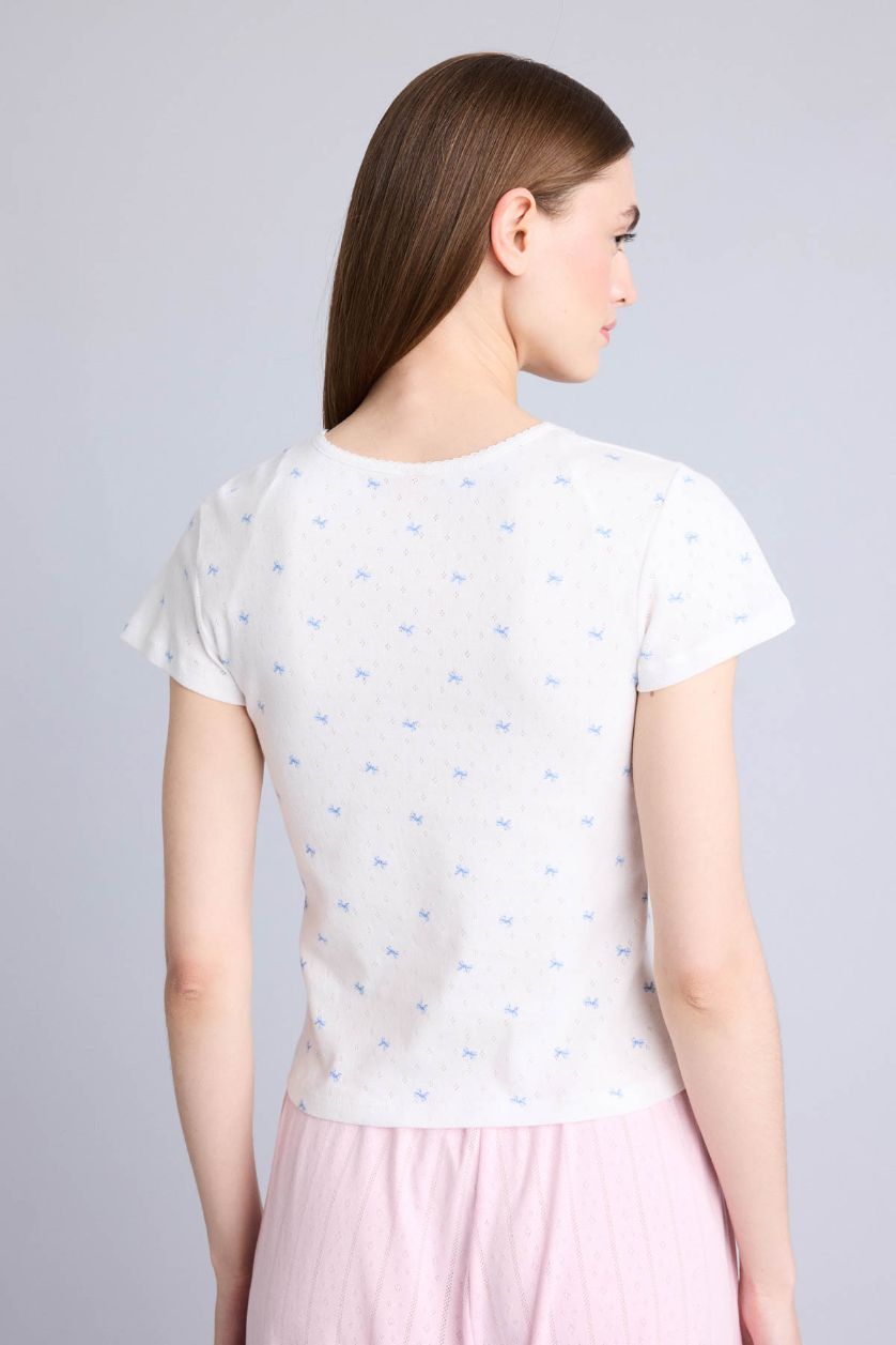 Женщины Бежевый Топ Regular Fit с круглым вырезом и коротким рукавом