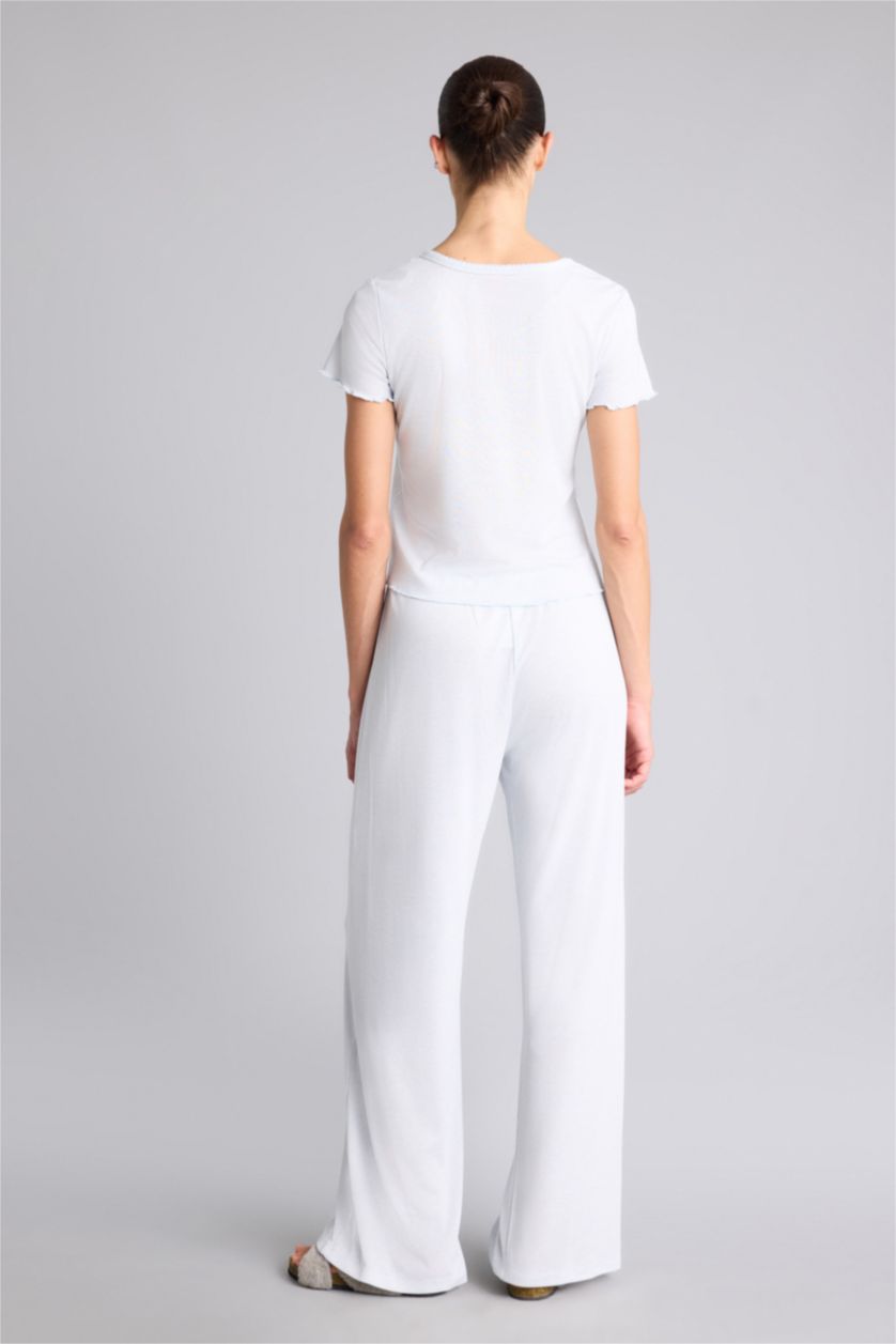 Kadın Ekru Kısa Kollu Pijama Üstü