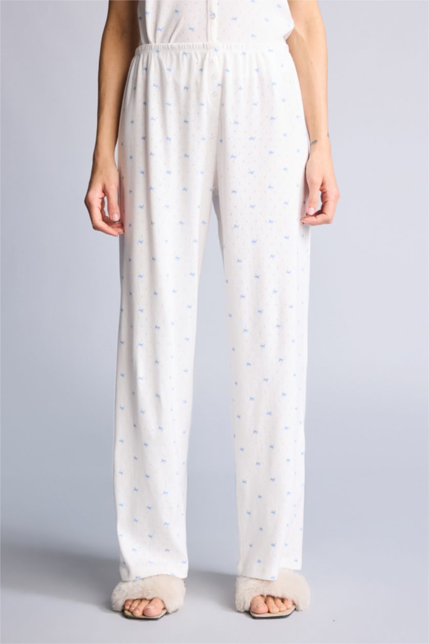 Kadın Ekru Çiçekli Pijama Altı