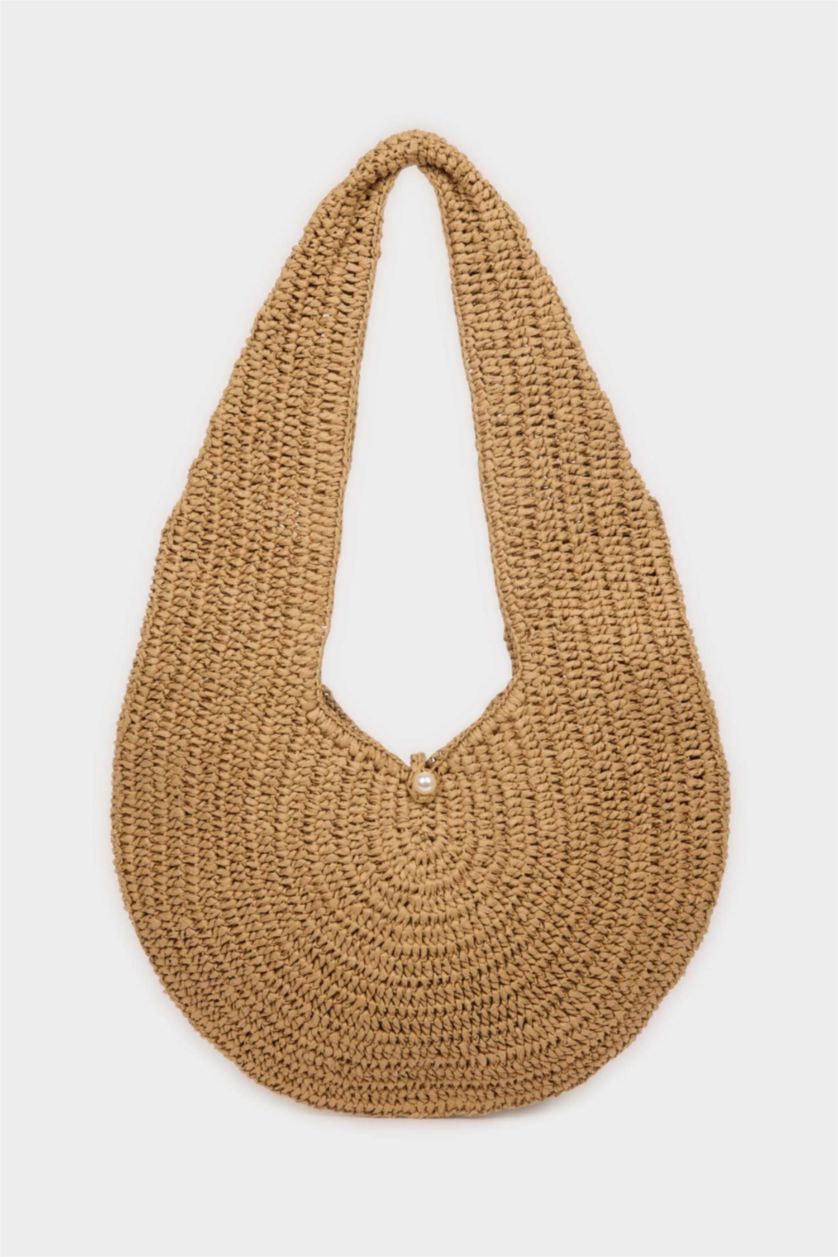 WOMAN Dark Sand Woman Straw Shoulder bag