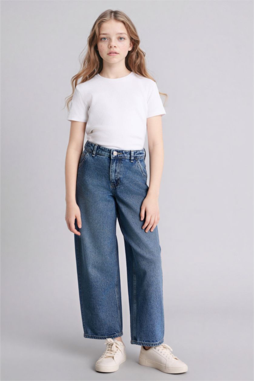 GIRLS & TEENS Blue Girl Baggy Fit Wide Leg Jeans
