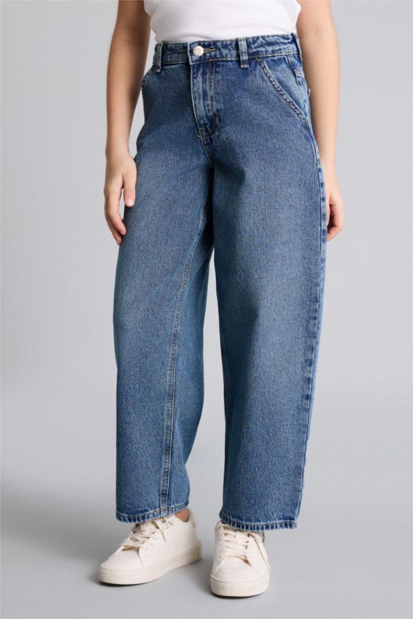 GIRLS & TEENS Blue Girl Baggy Fit Wide Leg Jeans