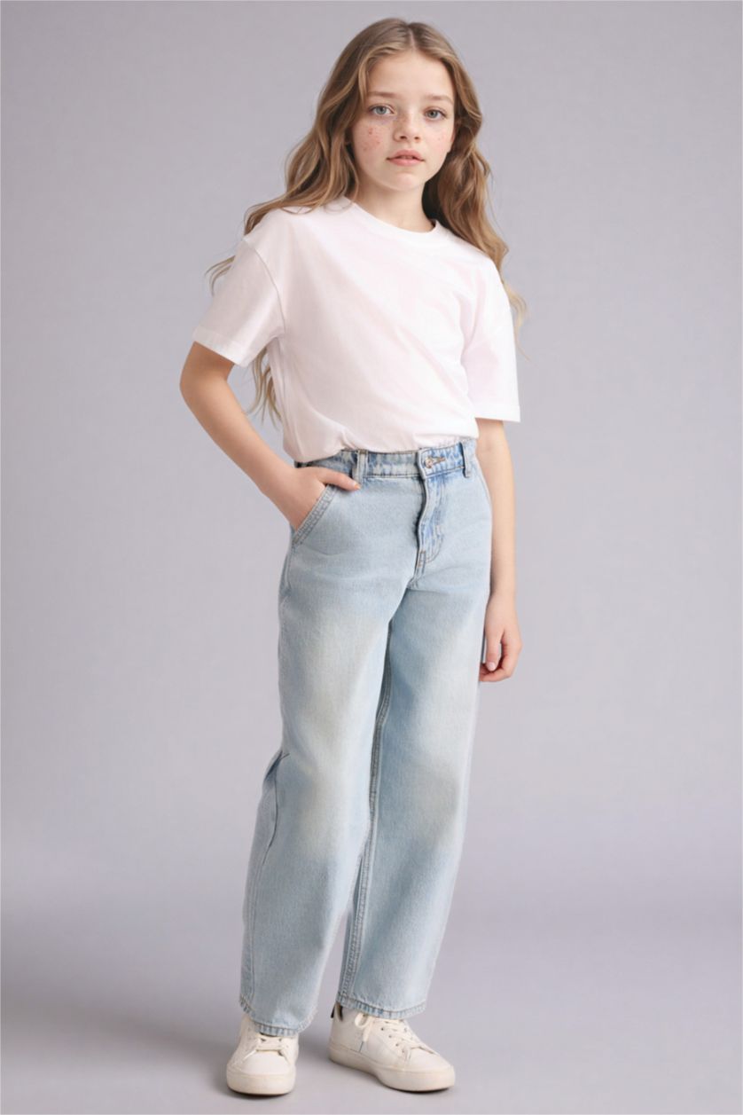 GIRLS & TEENS Light Blue Girl Baggy Fit Wide Leg Jeans