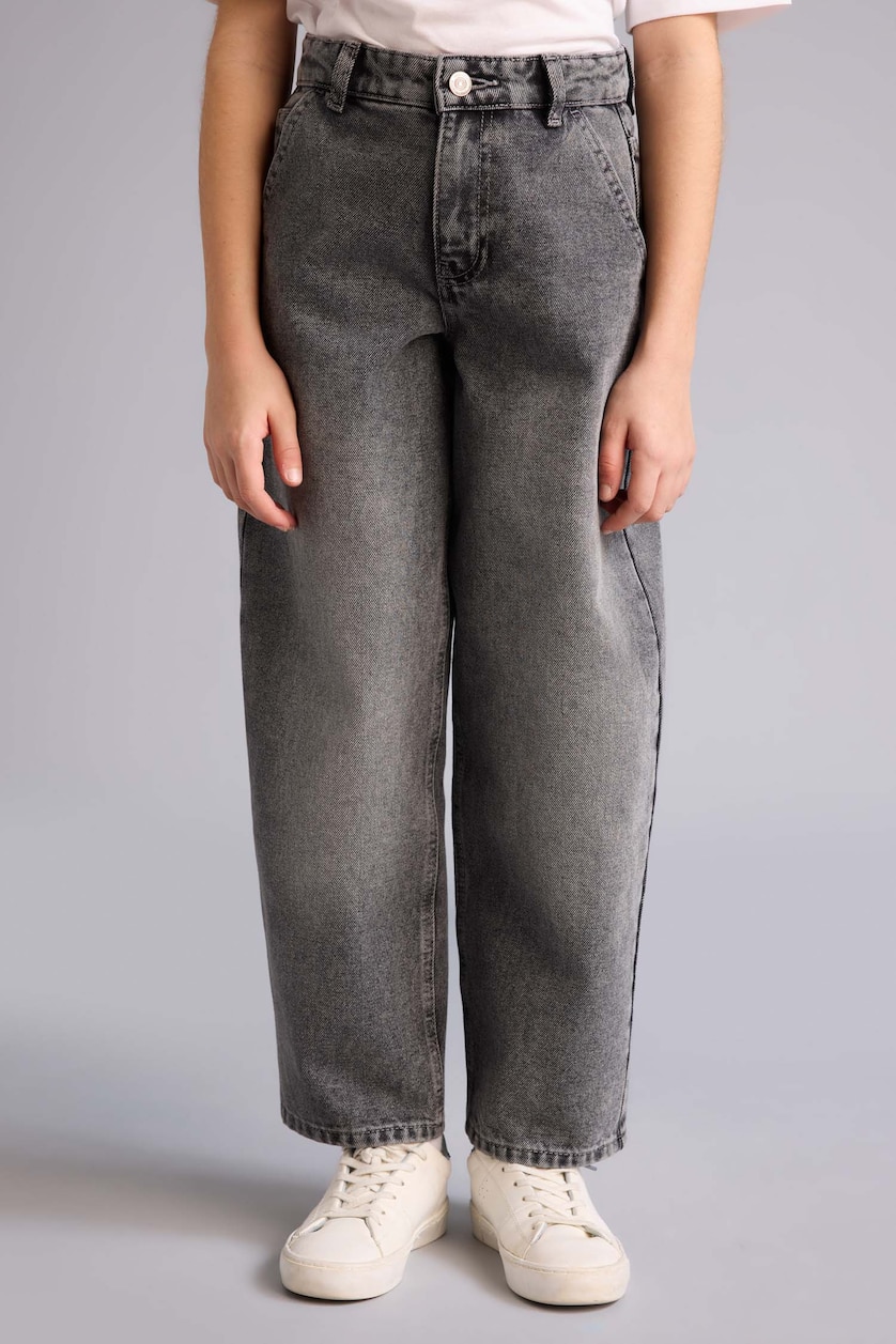 Young Girls - Teen Girls Grey Girl Baggy Fit Wide Leg Jeans