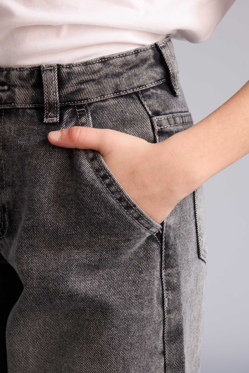 Young Girls - Teen Girls Grey Girl Baggy Fit Wide Leg Jeans