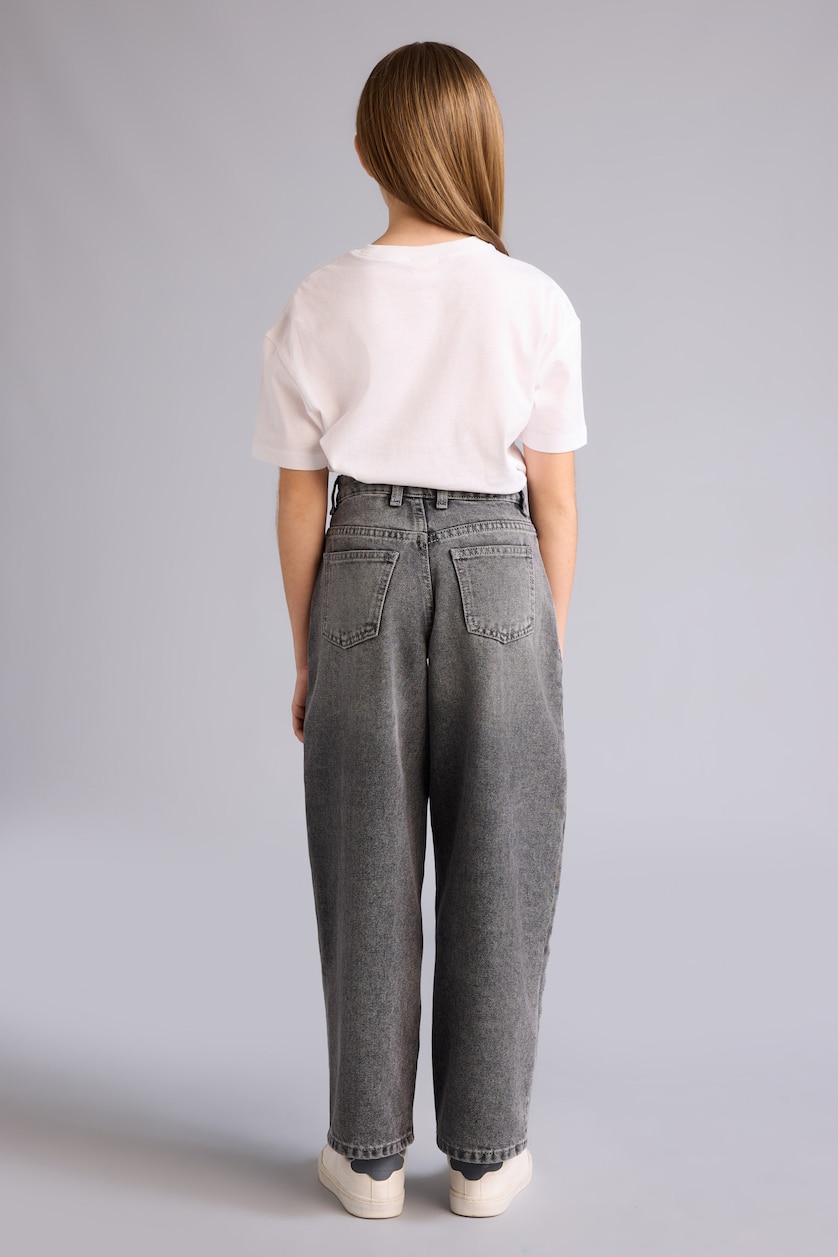 Young Girls - Teen Girls Grey Girl Baggy Fit Wide Leg Jeans