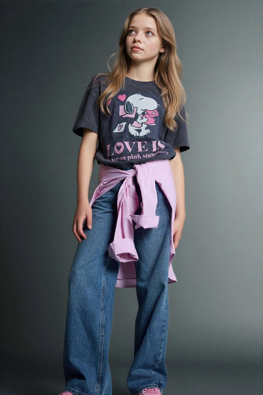 Kız Çocuk - Genç Kız Mavi Straıght Wıde Geniş Paça Jean Pantolon Kız Çocuk