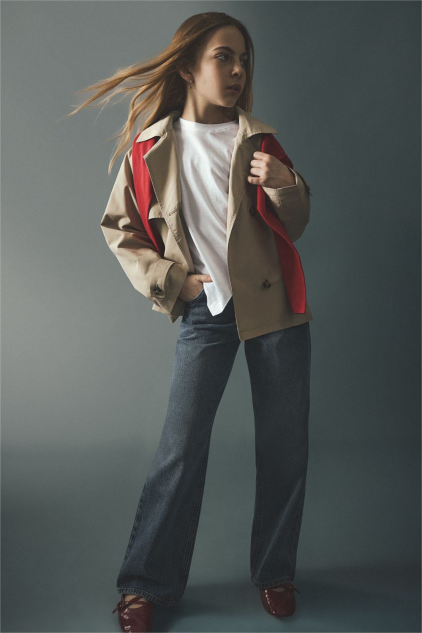 Kız Çocuk - Genç Kız Mavi Straıght Wıde Geniş Paça Jean Pantolon Kız Çocuk