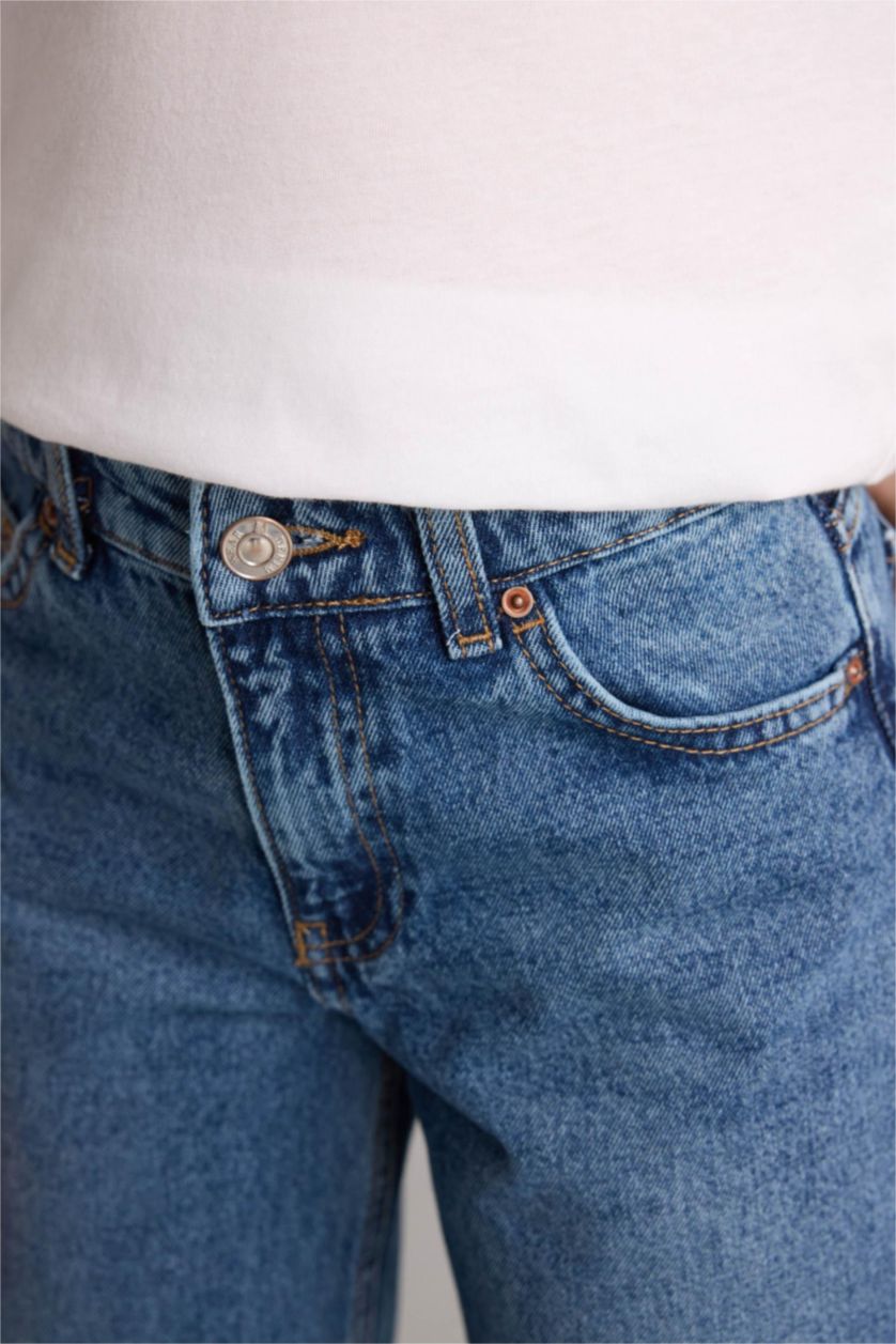 Kız Çocuk - Genç Kız Mavi Straıght Wıde Geniş Paça Jean Pantolon Kız Çocuk