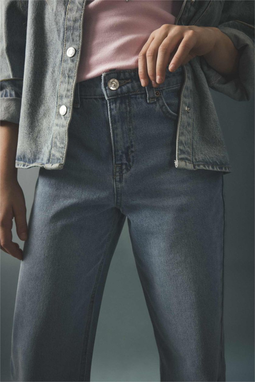 GIRLS & TEENS Light Blue Girl Straight Wide Leg Jeans