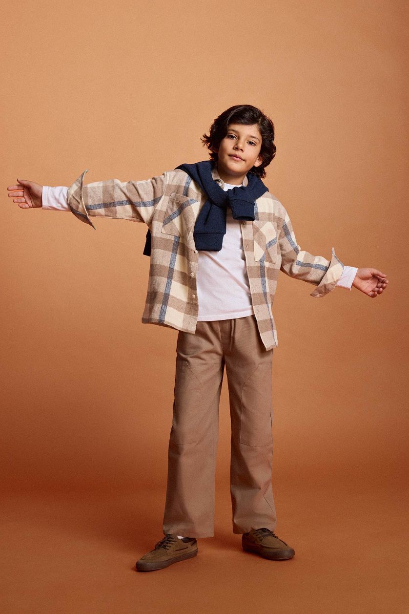 GARÇONS Écru Ensemble Chemise à carreaux et Pantalon pour garçon