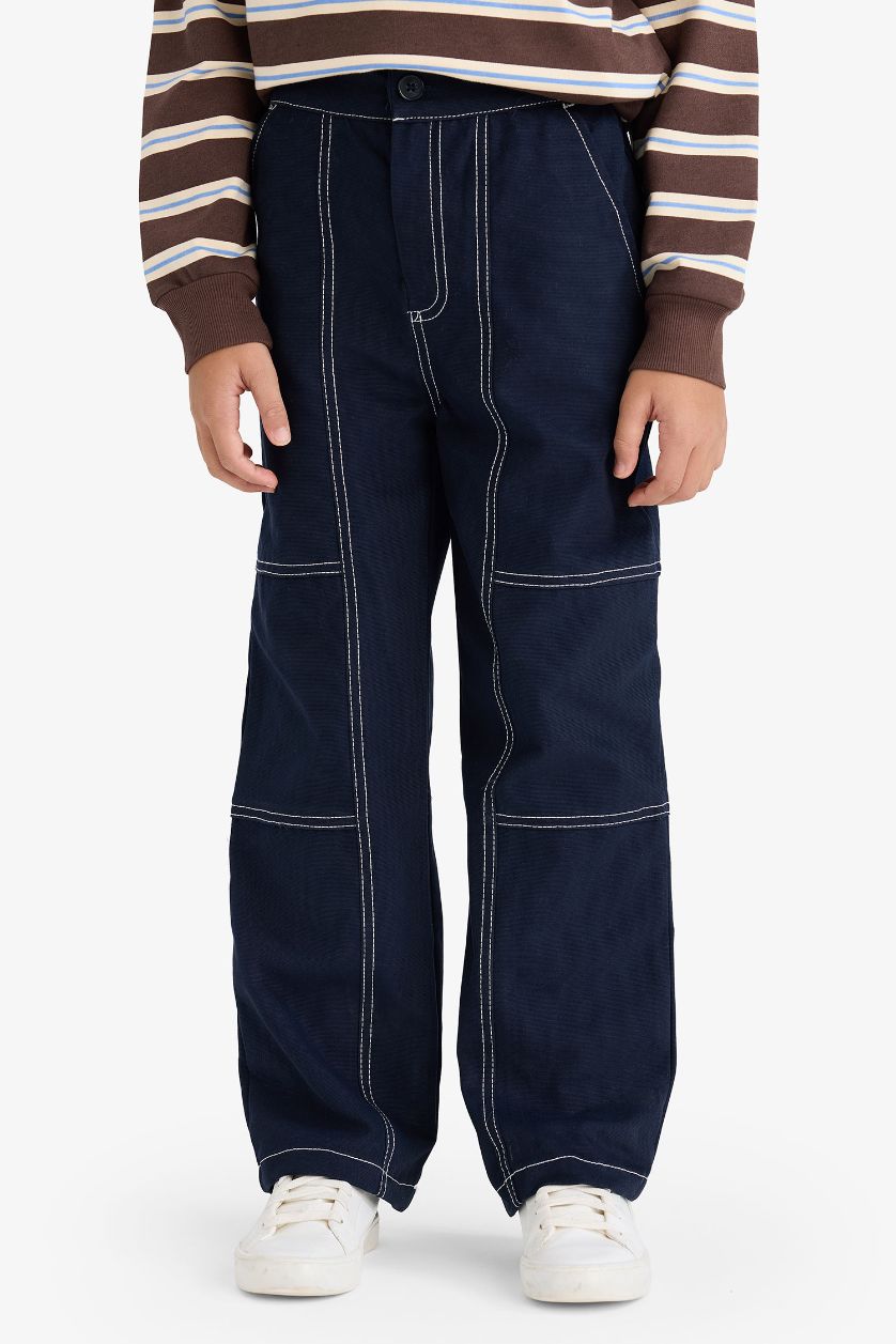 Erkek Çocuk - Genç Erkek Kahve 2'li Takım Çizgili Sweatshirt Jean Pantolon Erkek Çocuk