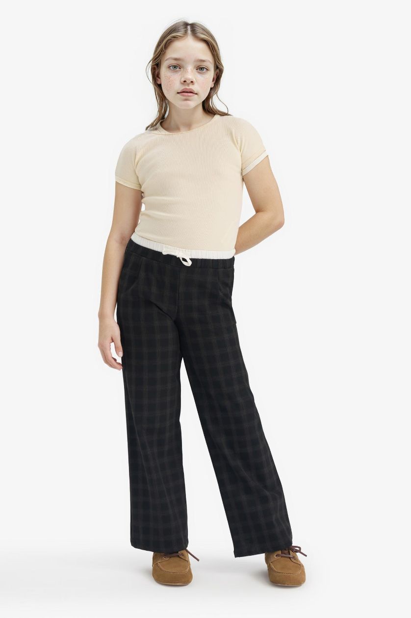 Girls & Teens Dark Brown Girl Wide Leg Poplin Trousers
