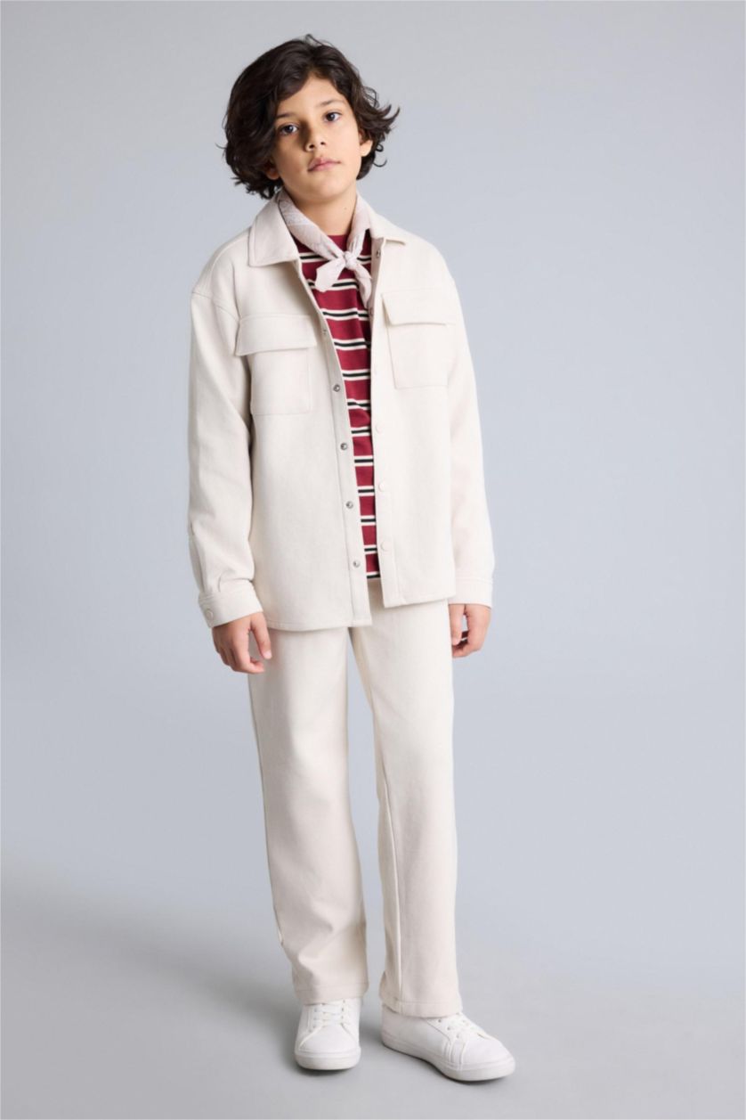 Erkek Çocuk - Genç Erkek Bej Oversıze Gömlek Erkek Çocuk