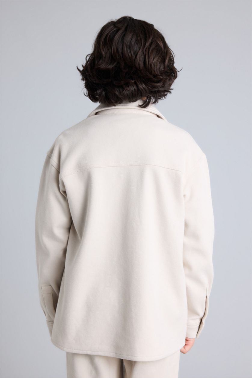 Erkek Çocuk - Genç Erkek Bej Oversıze Gömlek Erkek Çocuk