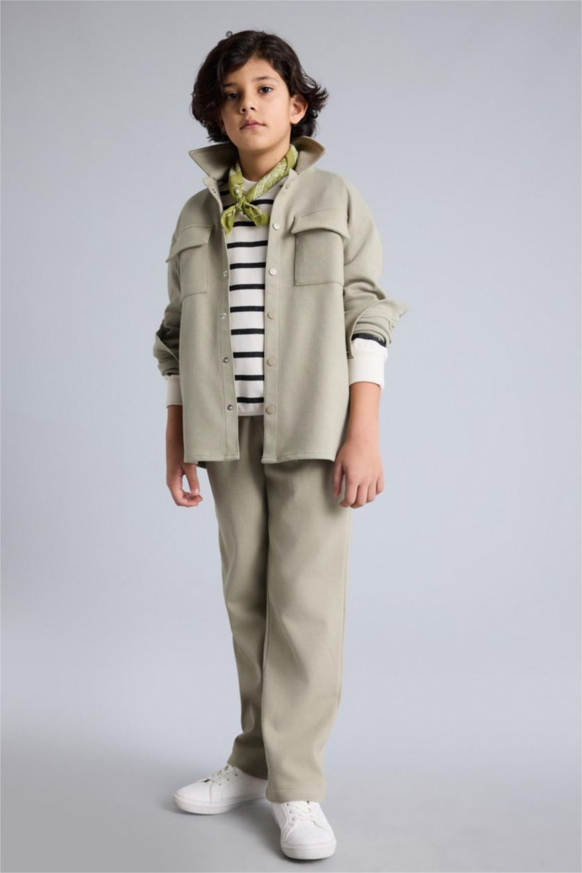 Erkek Çocuk - Genç Erkek Haki Oversıze Gömlek Erkek Çocuk