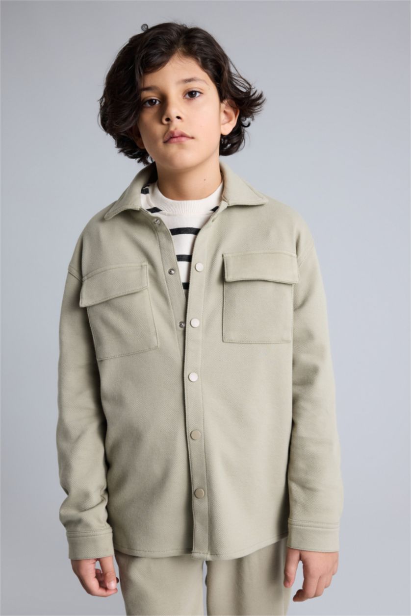 Erkek Çocuk - Genç Erkek Haki Oversıze Gömlek Erkek Çocuk