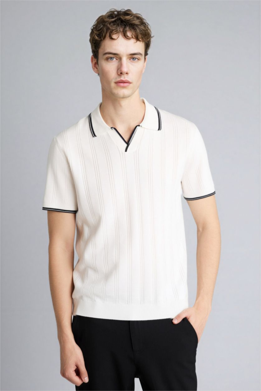 Мужчины Кремовый Man Short Sleeve Polo T-Shirt