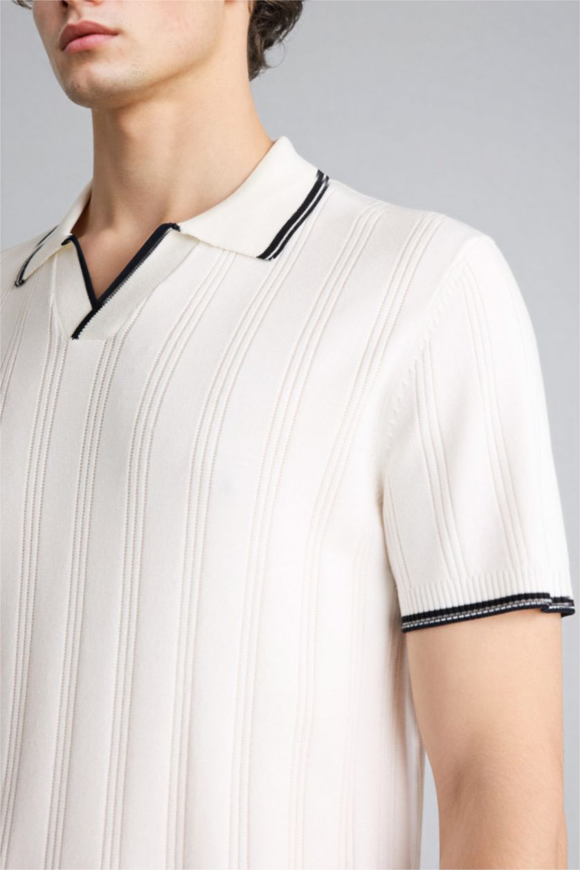 Мужчины Кремовый Man Short Sleeve Polo T-Shirt