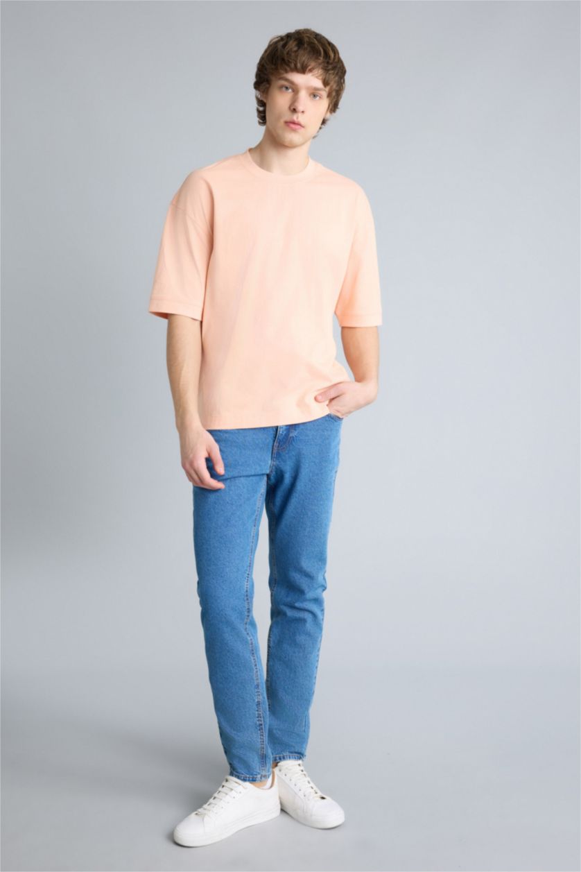 Ерлер Светло-красный 100% мақта Loose Fit футболка