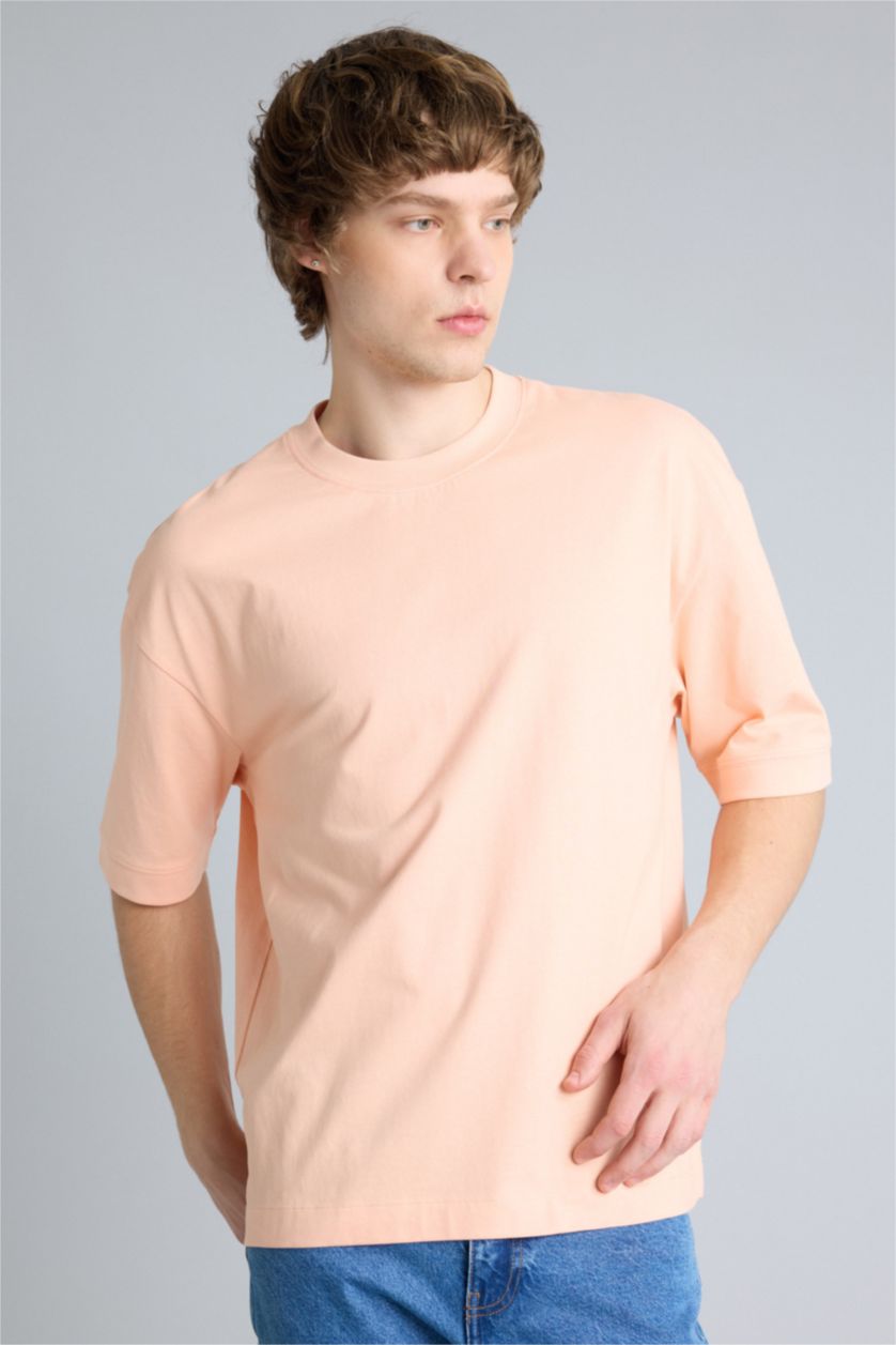 Ерлер Светло-красный 100% мақта Loose Fit футболка