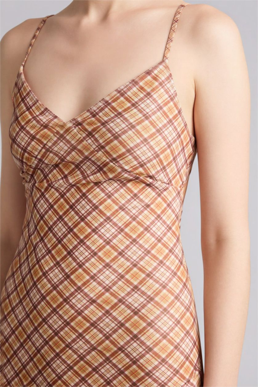 Женщины Коричневый Платье с коротким рукавом макси на бретельках с принтом животных Ажурная