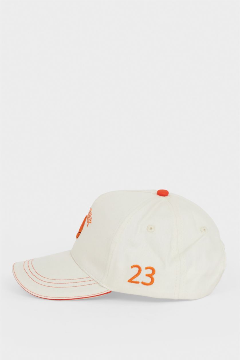 Erkek Çocuk - Genç Erkek Bej Nakışlı Pamuklu Cap Şapka Erkek Çocuk