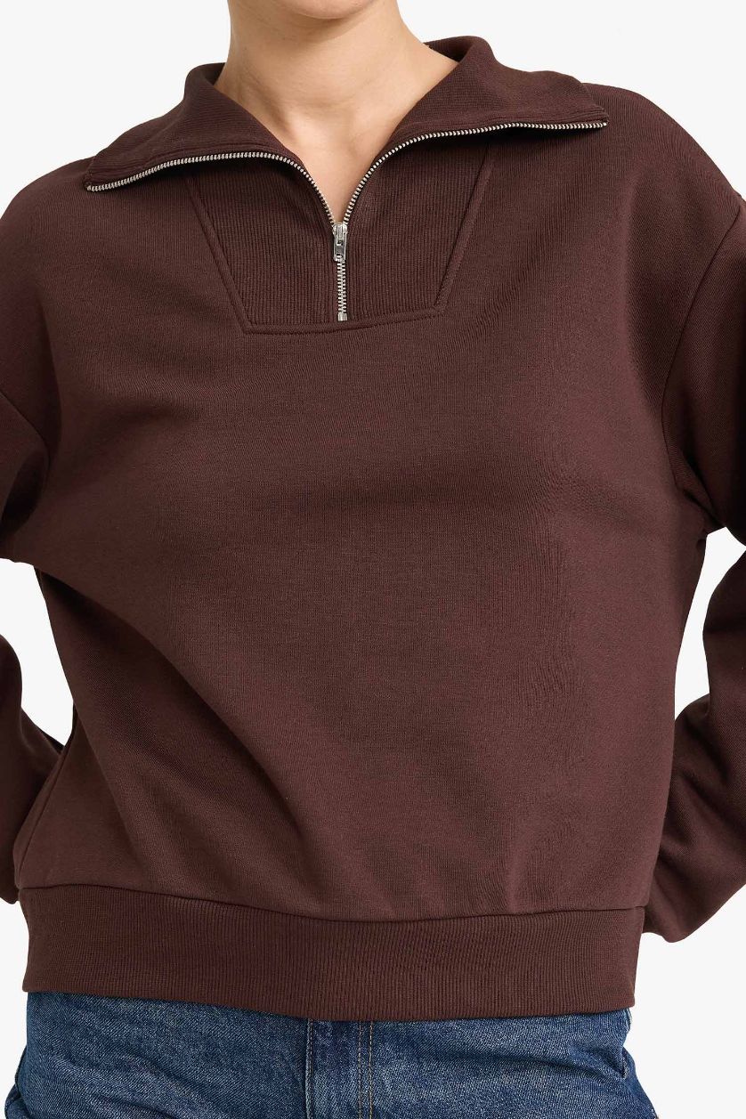 Woman Brown Regular Fit Basic Sweatshirt