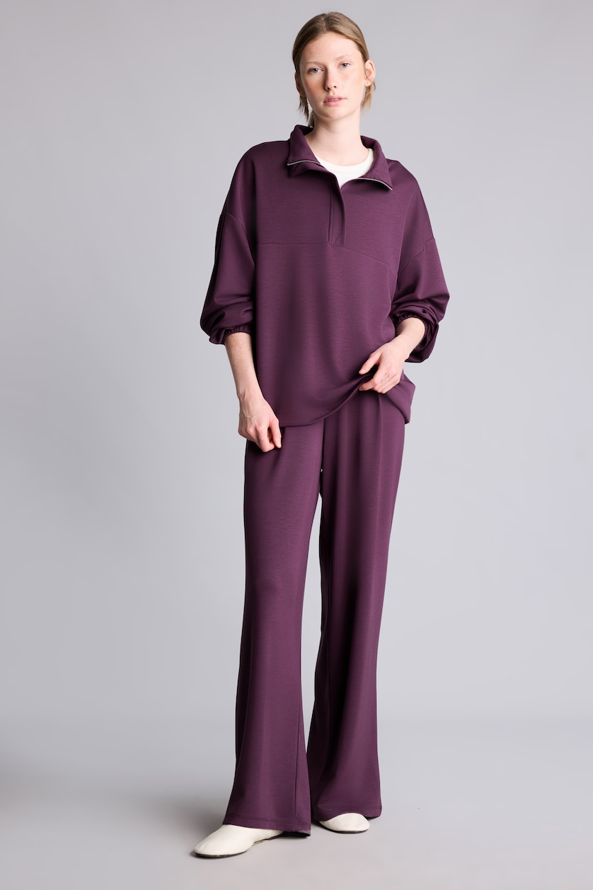 Women Dark Purple Wide Leg Trousers
